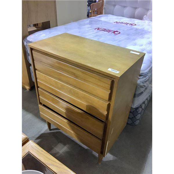 Maple Wooden 4-Drawer Dresser (17in x 30in x 38 1/2in) (scratch on side)