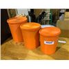 Image 1 : Set of 3 Orange Vintage Tupperware Nesting Canisters