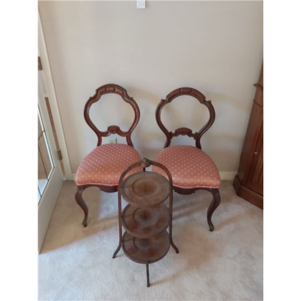 Antique chairs & cake/sandwich tray B