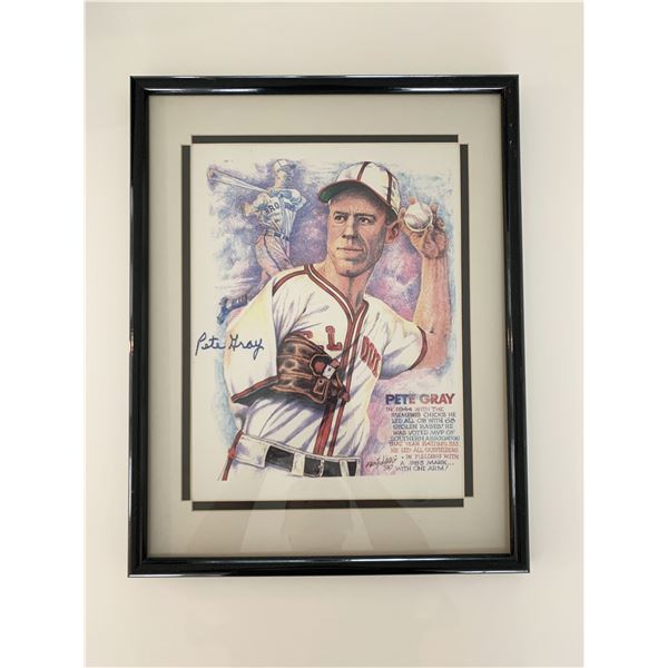 St. Louis Browns Pete Gray signed original artwork