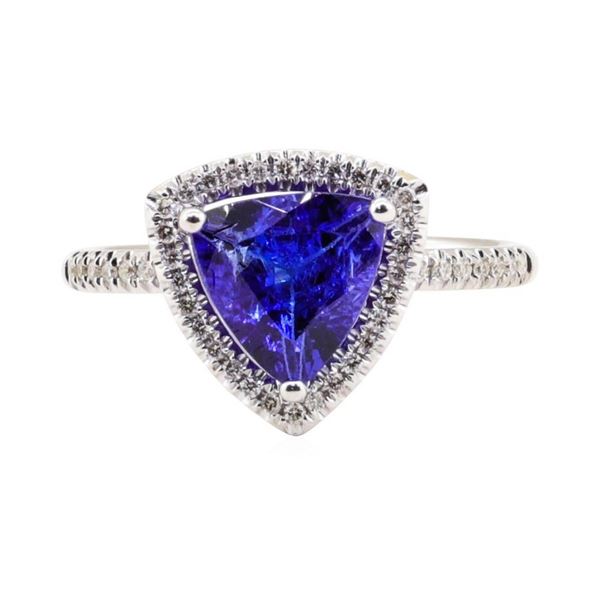 2.03 ctw Tanzanite and Diamond Ring - 18KT White Gold