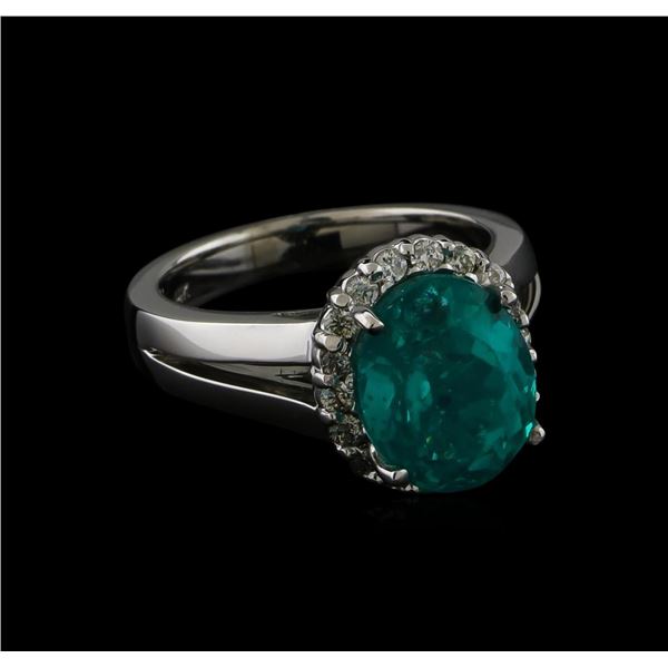 5.12 ctw Apatite and Diamond Ring - 14KT White Gold