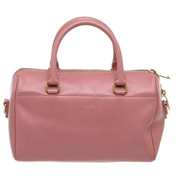 Saint Laurent YSL Pink Calfskin Leather Classic Baby Duffle Bag