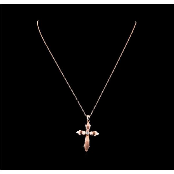 0.18 ctw Diamond Cross Pendant With Chain - 14KT Rose Gold