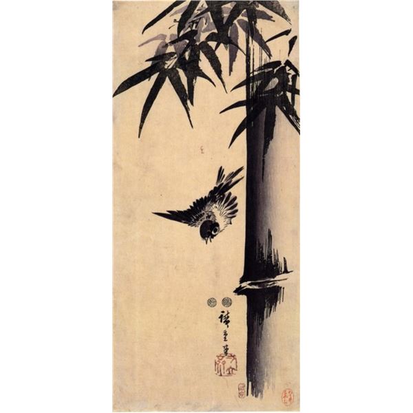 Hiroshige Sparrow and Bamboo 2