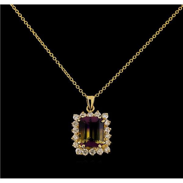 3.71 ctw Ametrine and Diamond Pendant With Chain