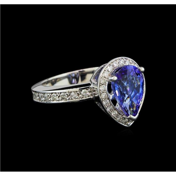 2.90 ctw Tanzanite and Diamond Ring - 14KT White Gold