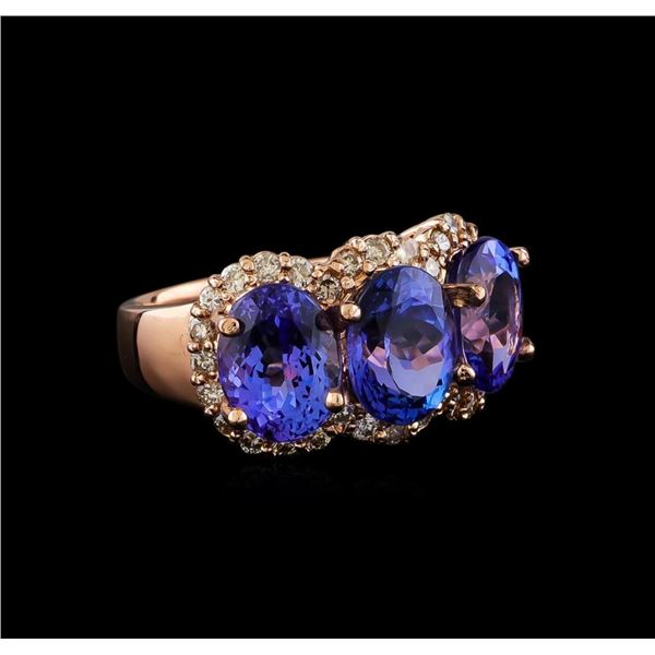 7.62 ctw Tanzanite and Diamond Ring - 14KT Rose Gold