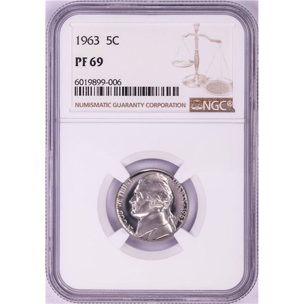 1963 Proof Jefferson Nickel Coin NGC PF69