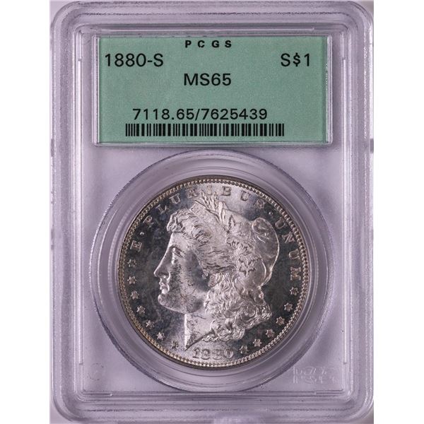 1880-S $1 Morgan Silver Dollar Coin PCGS MS65 Old Green Holder