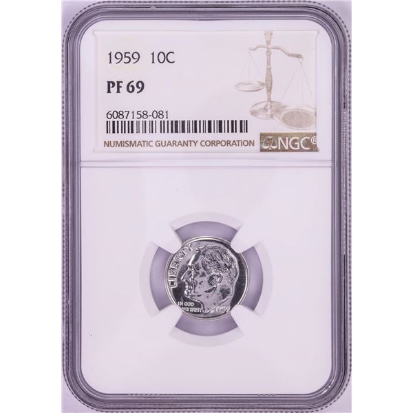 1959 Proof Roosevelt Dime Coin NGC PF69