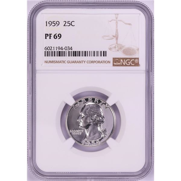 1959 Proof Washington Quarter Coin NGC PF69