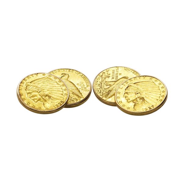 Pair of $2 1/2 Quarter Eagle Gold Coin Cufflinks with 14k Gold Backs