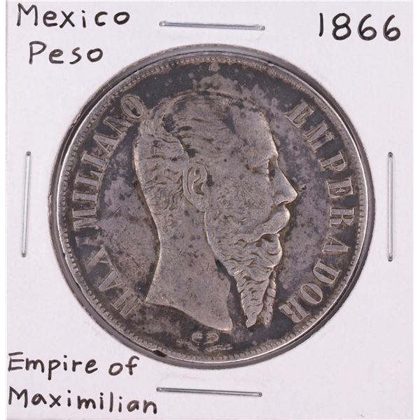 1866 Mexico Peso Empire Of Maximillian Silver Coin