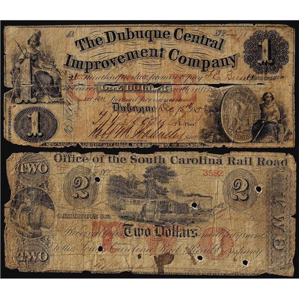Lot of (2) Miscellaneous 1800's Obsolete Banknotes