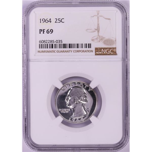 1964 Proof Washington Quarter Coin NGC PF69