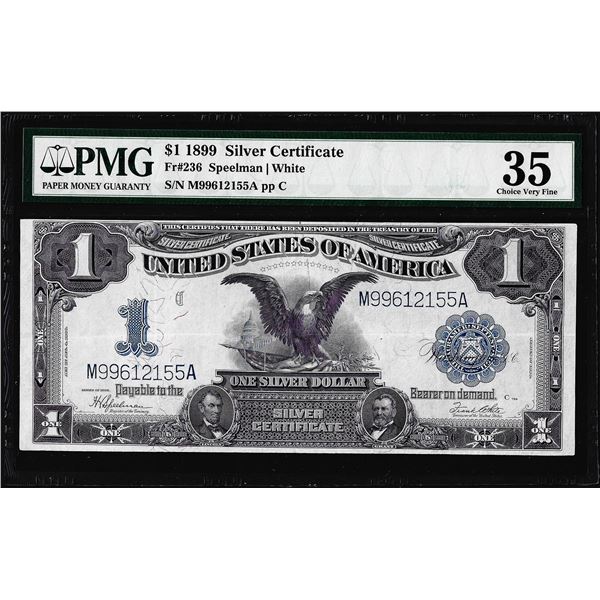 1899 $1 Black Eagle Silver Certificate Note Fr.236 PMG Choice Very Fine 35