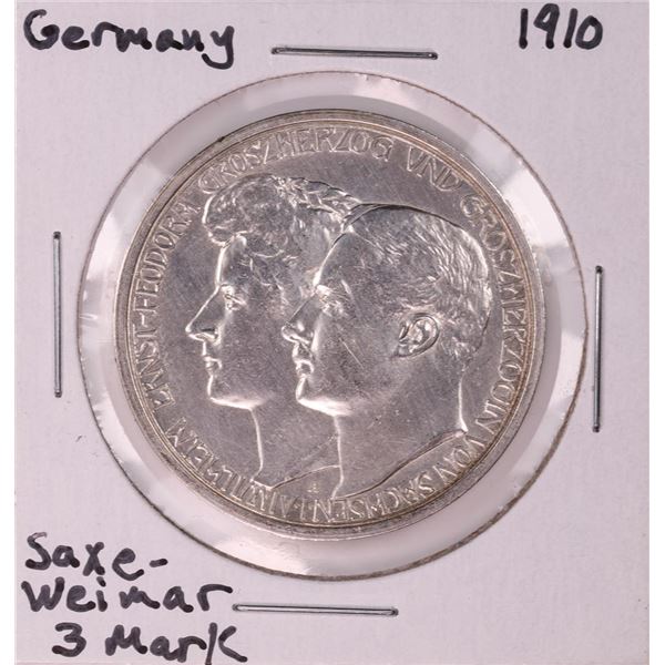 1910 Germany Saxe-Weimar 3 Mark Silver Coin