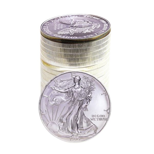 Roll of (20) Brilliant Uncirculated 1996 $1 American Silver Eagle Coins