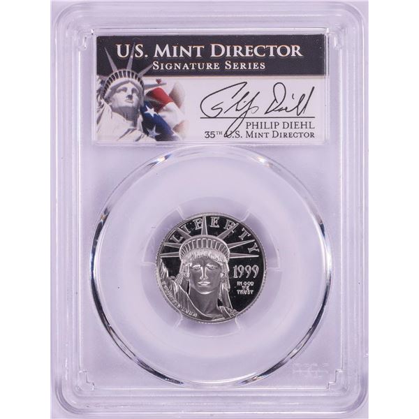 1999-W Proof $25 Platinum Eagle Coin PCGS PR69DCAM Philip Diehl Signature