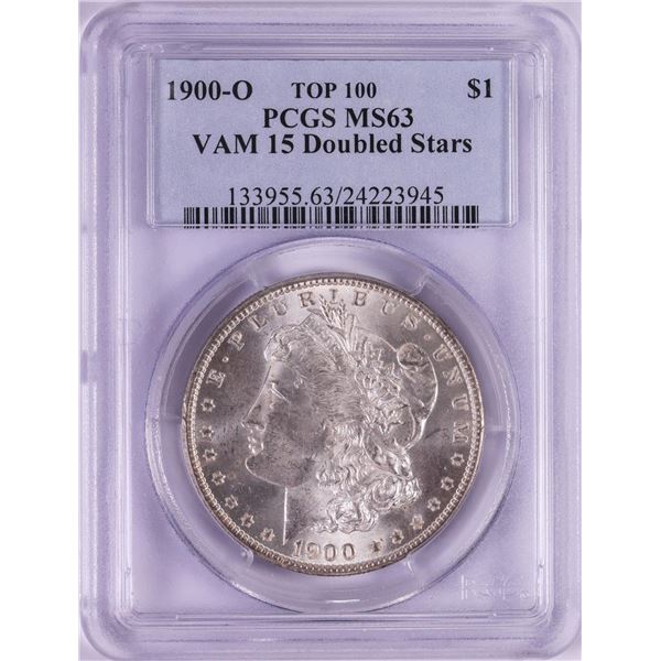 1900-O VAM-15 Doubled Stars $1 Morgan Silver Dollar Coin PCGS MS63 Top 100