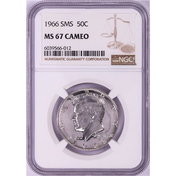 1966 SMS Kennedy Half Dollar Coin NGC MS67 Cameo