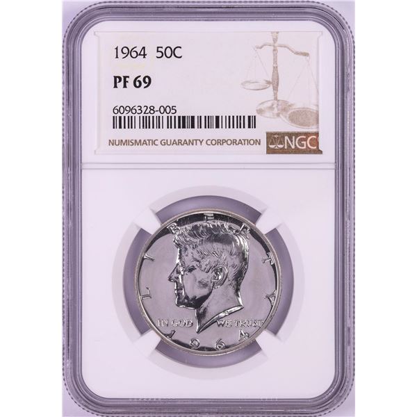 1964 Proof Kennedy Half Dollar Coin NGC PF69