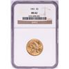 Image 1 : 1901 $5 Liberty Head Half Eagle Gold Coin NGC MS62