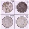Image 1 : Lot of (4) 1922-S $1 Peace Silver Dollar Coins