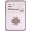 Image 1 : 1871 Three Cent Nickel Coin NGC MS65+