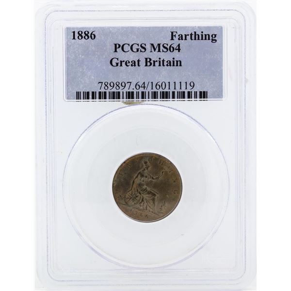 1886 Great Britain Farthing Coin PCGS MS64