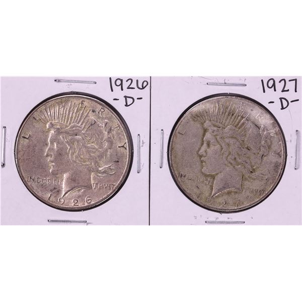 Lot of 1926-D & 1927-D $1 Peace Silver Dollar Coins