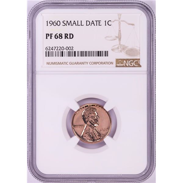 1960 Small Date Proof Lincoln Memorial Cent Coin NGC PF68RD