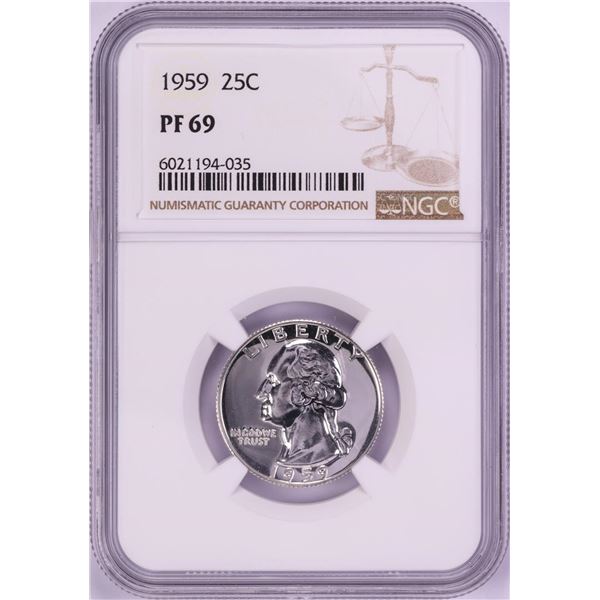 1959 Proof Washington Quarter Coin NGC PF69