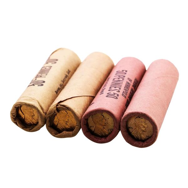 Lot of (2) 1957-D & (2) 1958-D Lincoln Wheat Cent Rolls