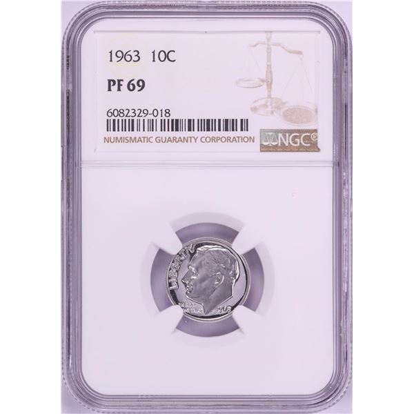 1963 Proof Roosevelt Dime Coin NGC PF69