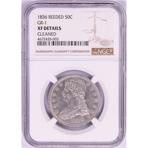 1836 Reeded Edge Capped Bust Half Dollar Coin NGC XF Details GR-1