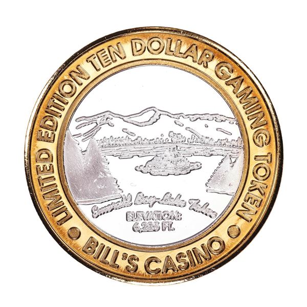 .999 Silver Bill's Casino Lake Tahoe, Nevada $10 Casino Gaming Token Limited Edition