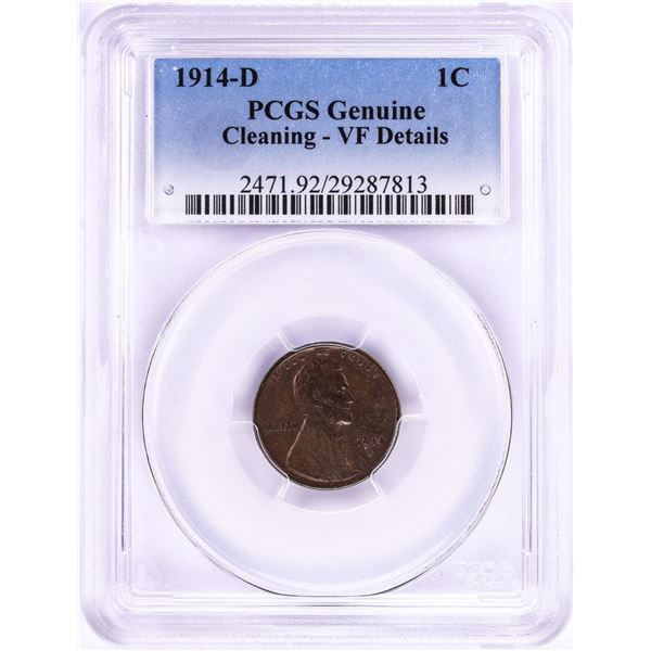 1914-D Lincoln Wheat Cent Coin PCGS Genuine VF Details