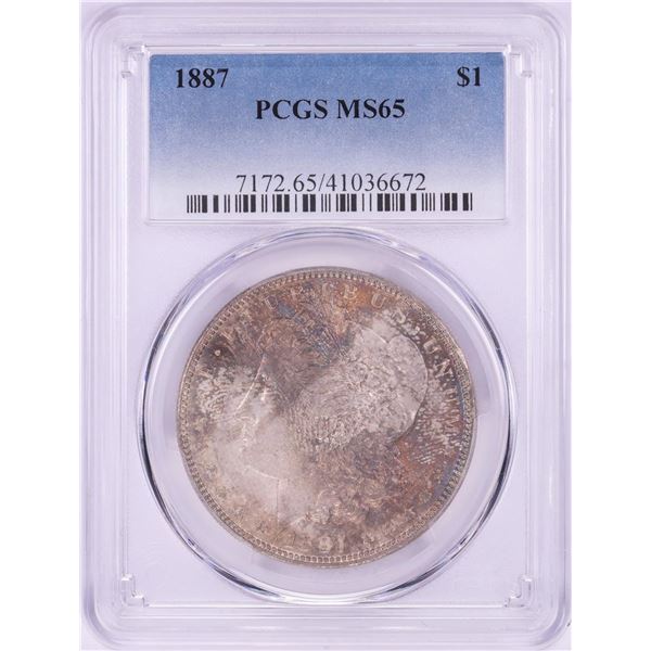 1887 $1 Morgan Silver Dollar Coin PCGS MS65 Nice Toning