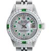 Image 1 : Rolex Ladies Stainless Steel Mother of Pearl Emerald & Diamond Datejust Wristwatch