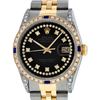 Image 1 : Rolex Men's Two Tone Steel & Gold Black Diamond String & Sapphire Datejust Wristwatch