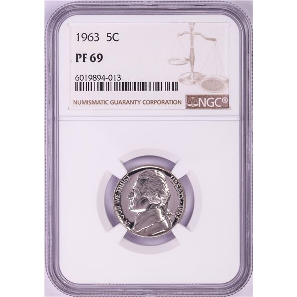 1963 Proof Jefferson Nickel Coin NGC PF69