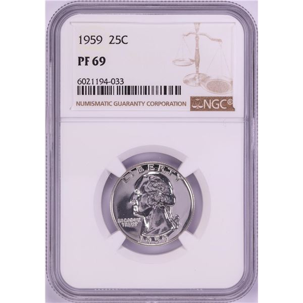 1959 Proof Washington Quarter Coin NGC PF69