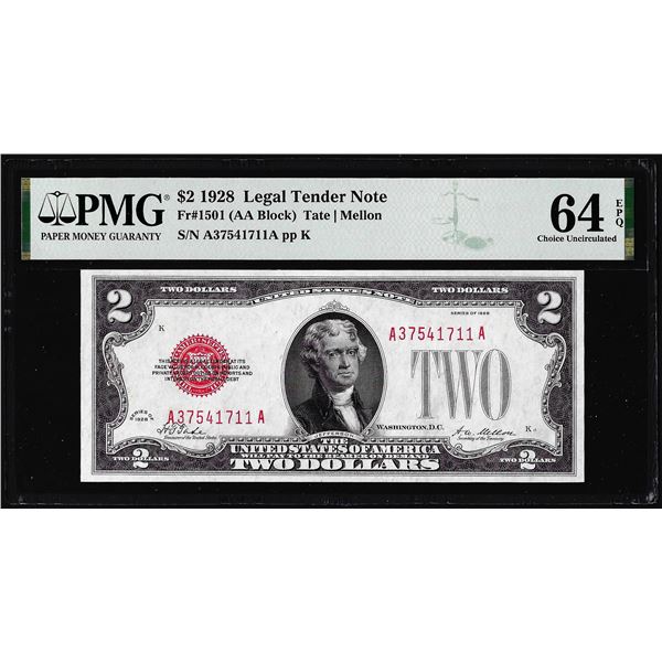 1928 $2 Legal Tender Note Fr.1501 PMG Choice Uncirculated 64EPQ