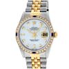Image 2 : Rolex Men's Two Tone Steel & Gold Mother Of Pearl Diamond & Sapphire Datejust Watch