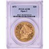 Image 1 : 1873 Open 3 $20 Liberty Head Double Eagle Gold Coin PCGS AU58