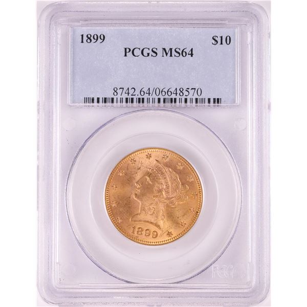 1899 $10 Liberty Head Eagle Gold Coin PCGS MS64