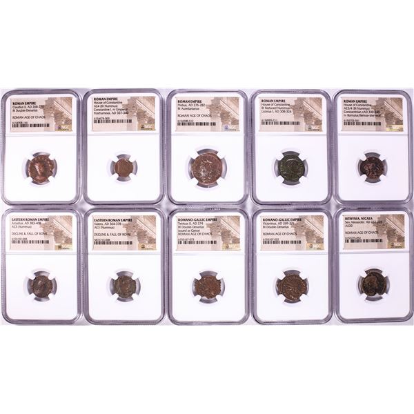 Lot of (10) Ancient Roman Empire Coins NGC Certified