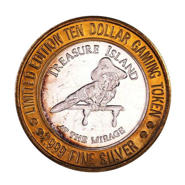 .999 Fine Silver Treasure Island Las Vegas, Nevada $10 Limited Edition Gaming Token